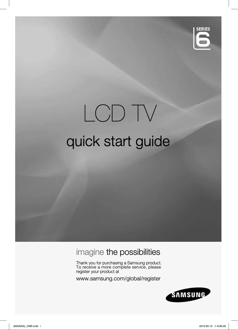 Page 1 of the manual Installation Guide Samsung LA40C650L1R