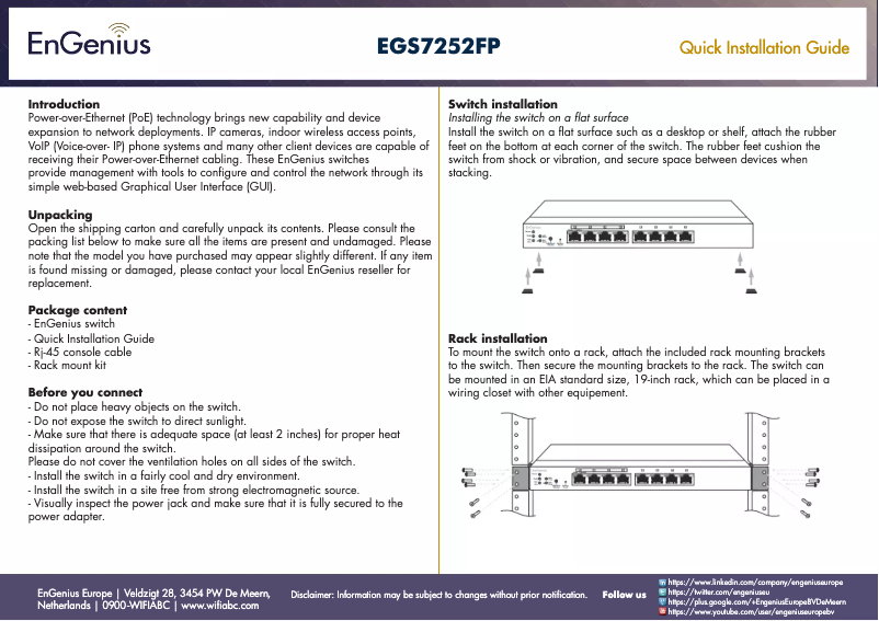 Page 1 of the manual User Manual EnGenius EGS7252FP
