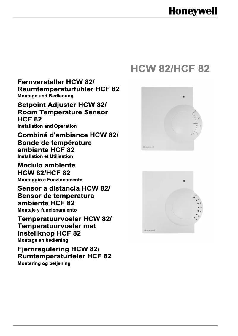 Page 1 of the manual User Manual Honeywell HCW 82