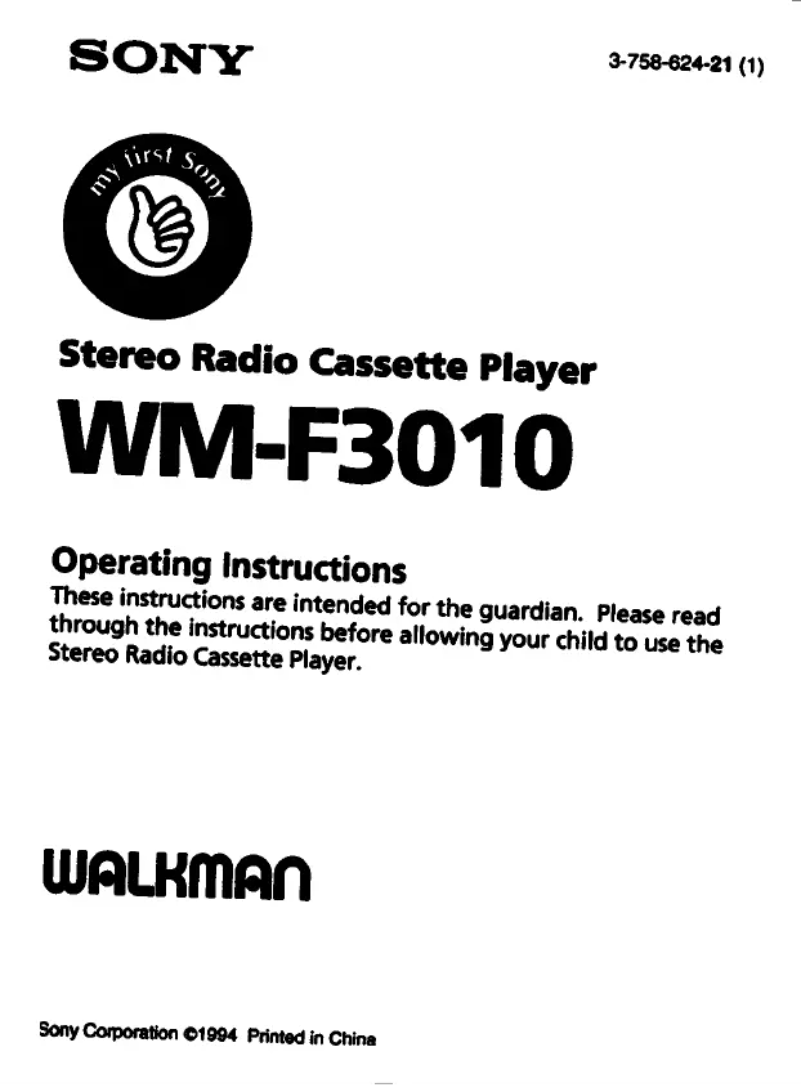 Page 1 of the manual User Manual Sony Walkman WM-F3010