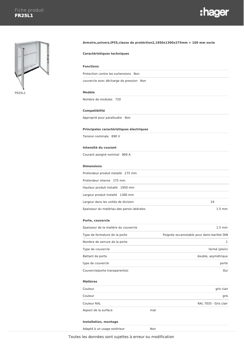 First page image of the manual for FR25L1