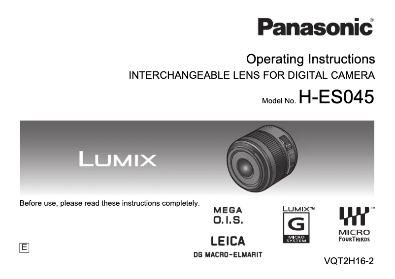 Page 1 of the manual User Manual Panasonic Lumix H-ES045E
