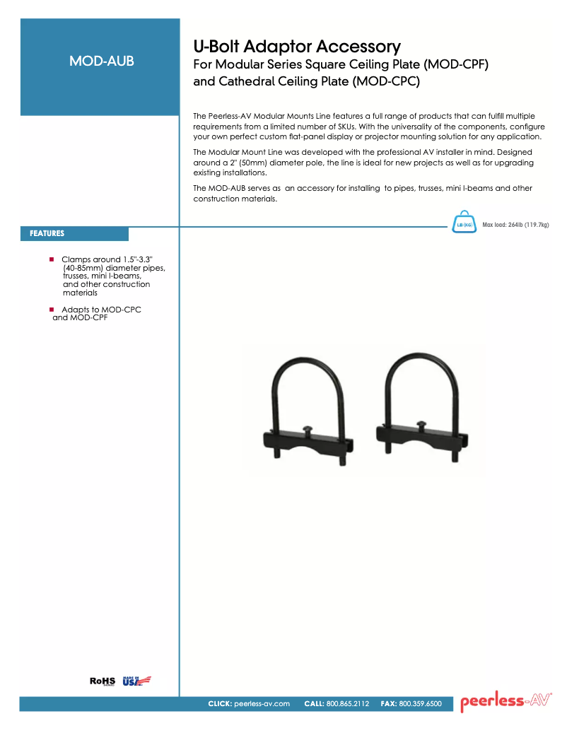 Page 1 of the manual User Manual Peerless-AV MOD-AUB