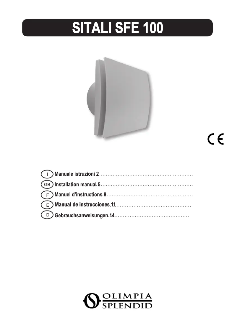 First page image of the manual for Sitali SFE100 S1