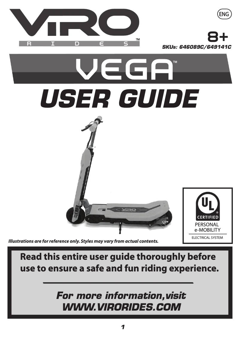 Page 1 of the manual User Manual Viro Vega