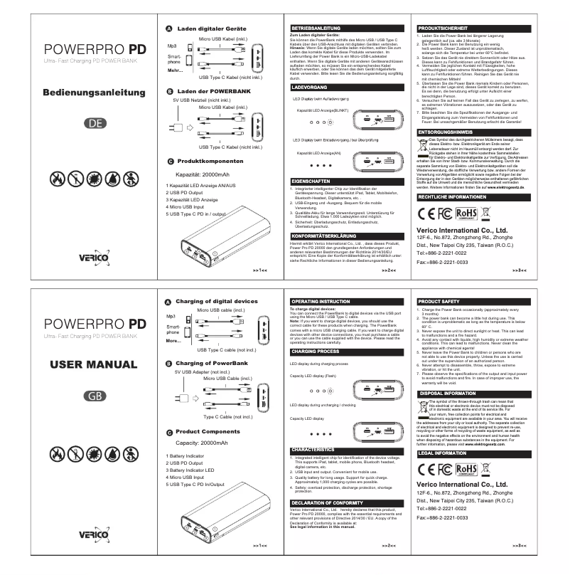 First page image of the manual for Power Pro PD 20000