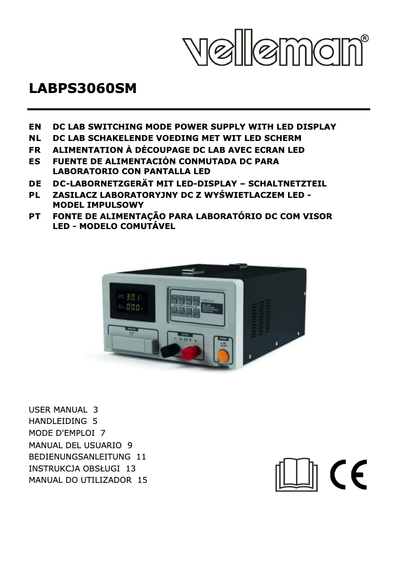 First page image of the manual for LABPS3060SM