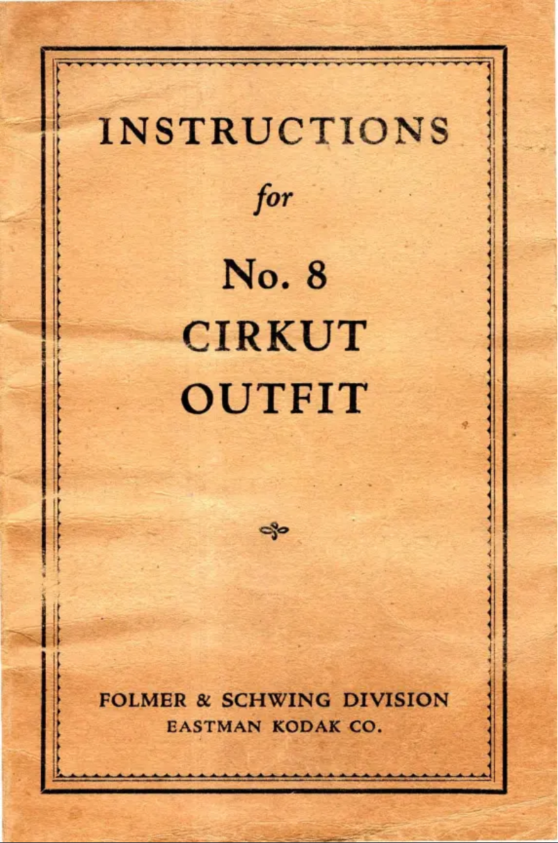 Page 1 of the manual User Manual Kodak No 10 Cirkut