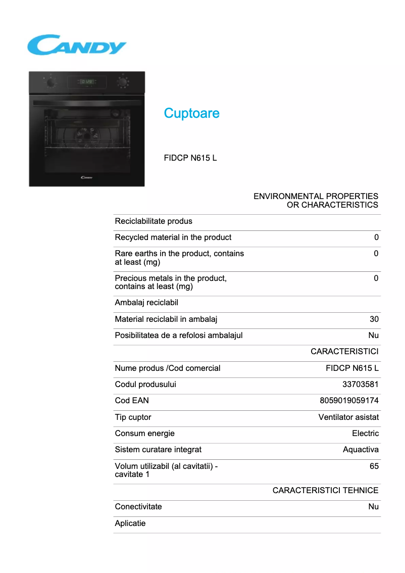 First page image of the manual for FIDCP N615 L