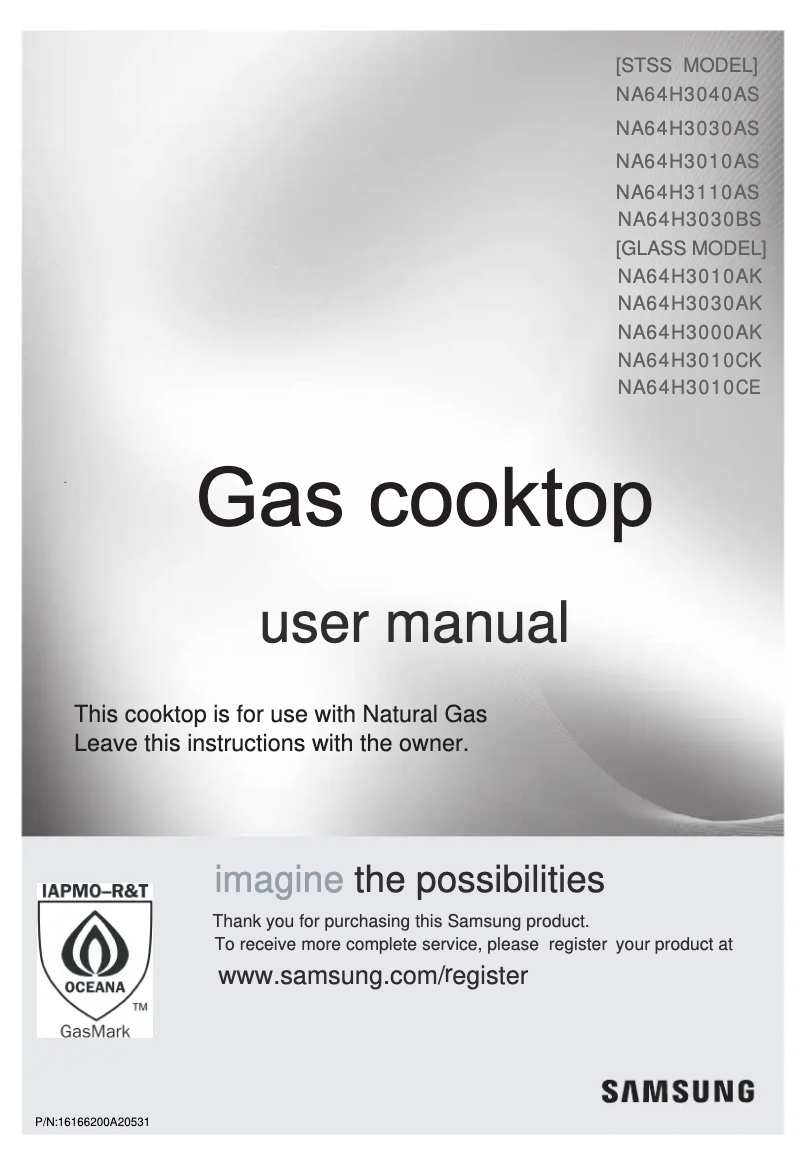 Page 1 of the manual User Manual Samsung NA64H3030BS