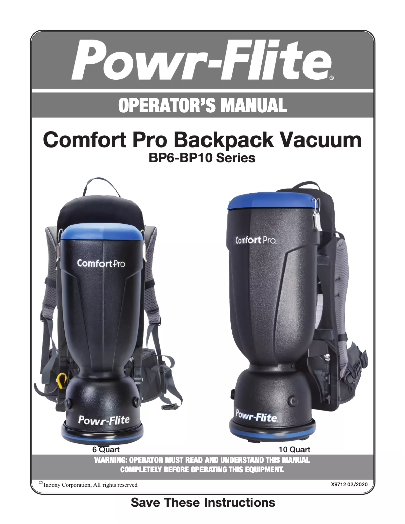 Page 1 of the manual User Manual Powr-Flite BP10P