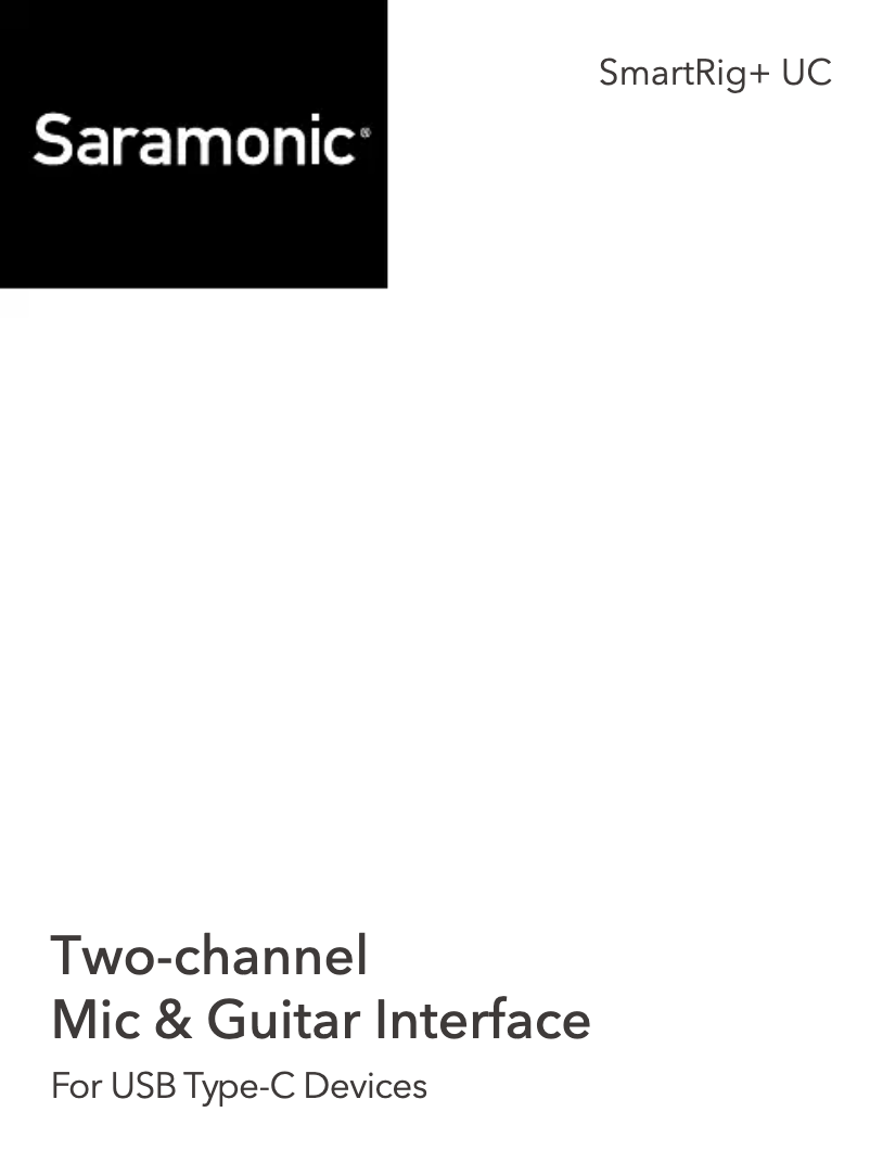 Page 1 de la notice Manuel utilisateur Saramonic SmartRig+UC