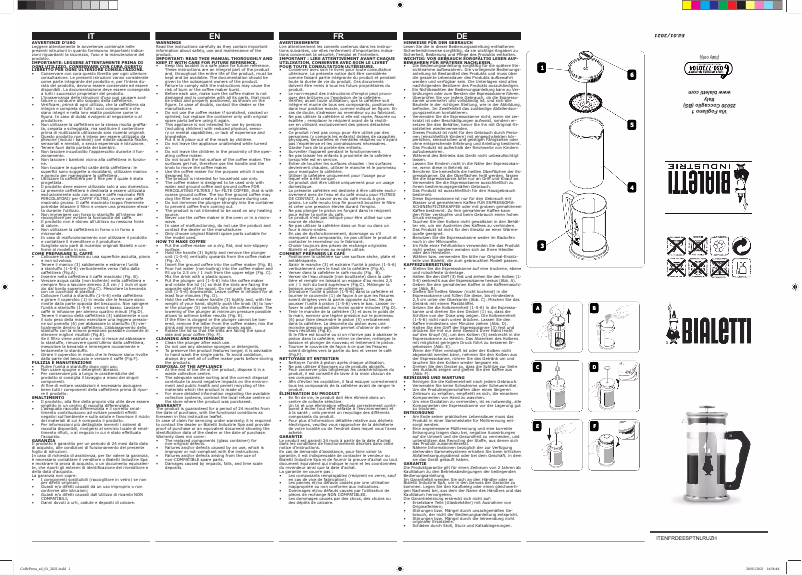 Page 1 of the manual User Manual Bialetti Pressofiltro