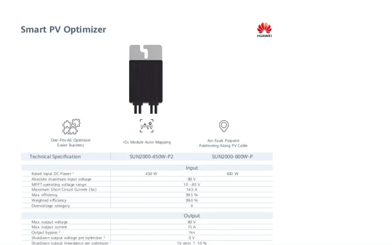 Page 1 of the manual Installation Guide Huawei SUN2000