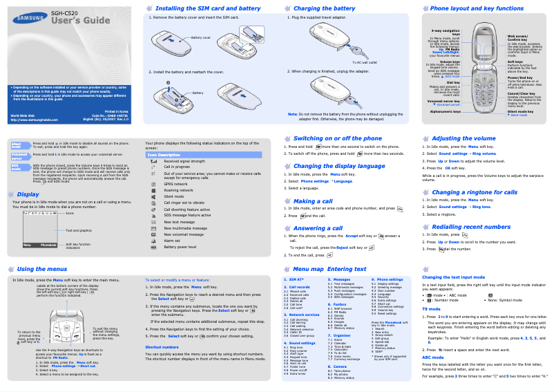 First page image of the manual for SGH-C520