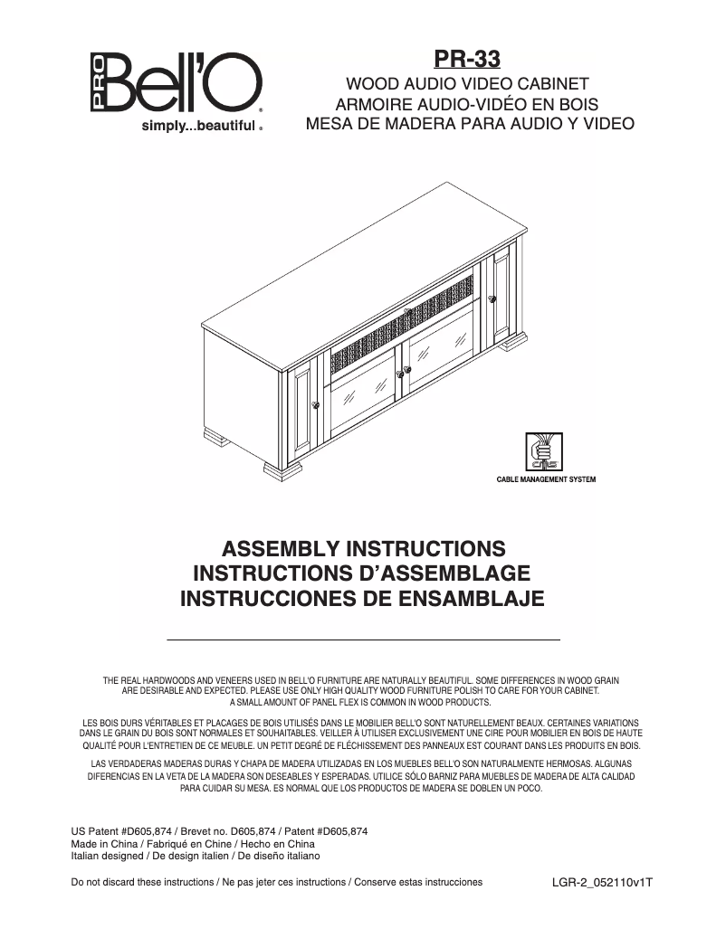 Page 1 of the manual User Manual Bell'O PR-33