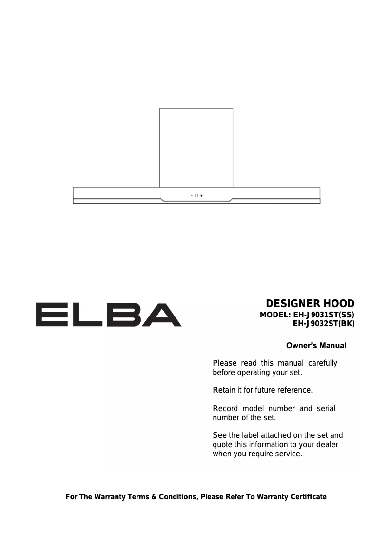 First page image of the manual for Elegante EH-J9032ST(BK)