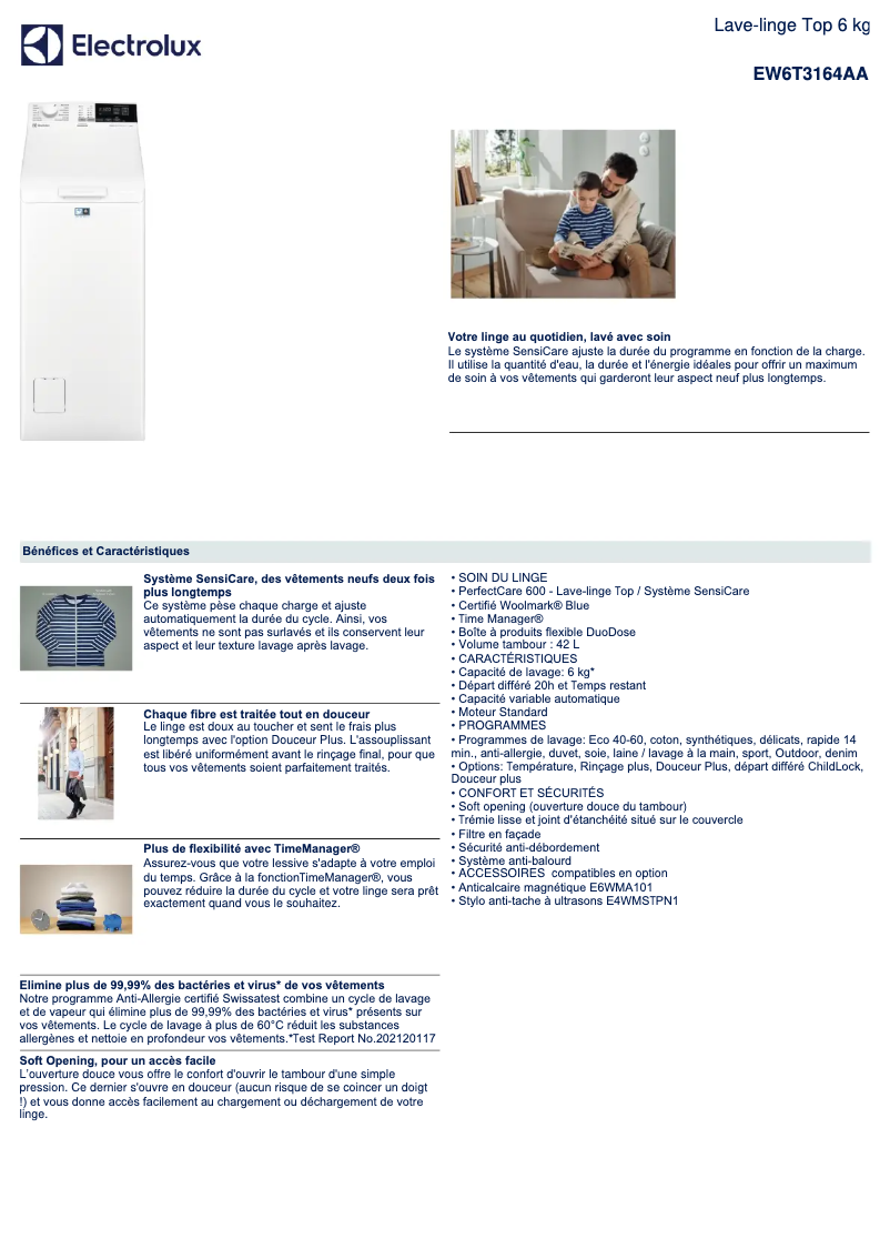 First page image of the manual for EW6T3164AA