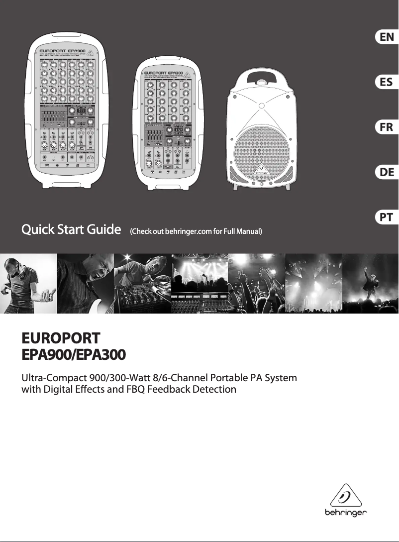 Page 1 of the manual Quick Start Guide Behringer Europort EPA900