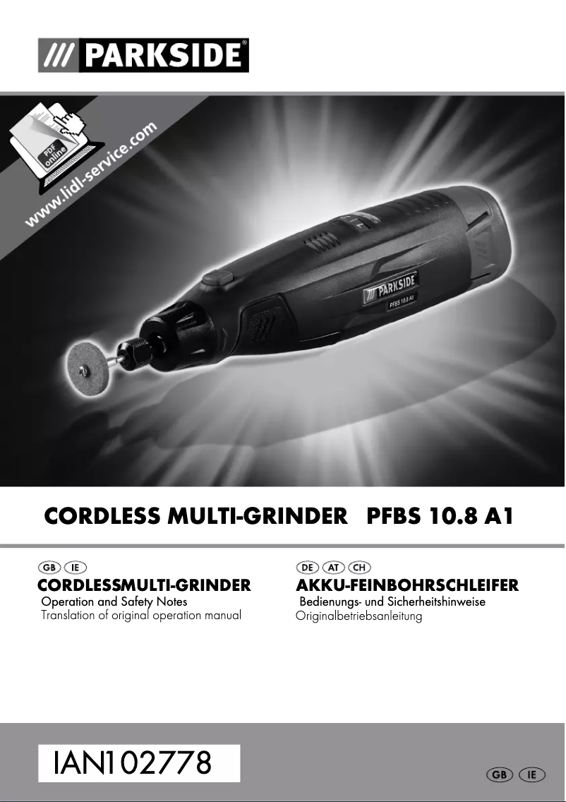 First page image of the manual for PFBS 10.8 A1