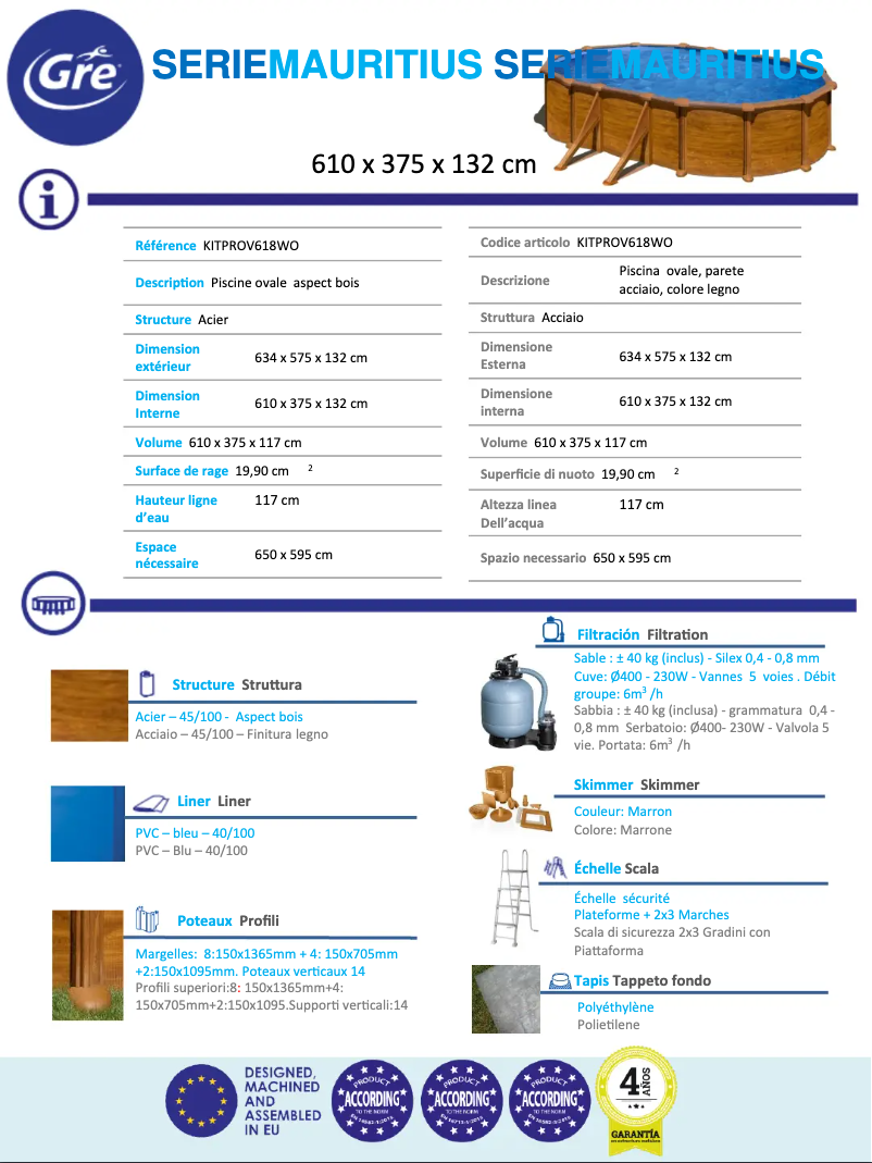 Page 1 of the manual Technical Sheet Gre KITPROV618WO