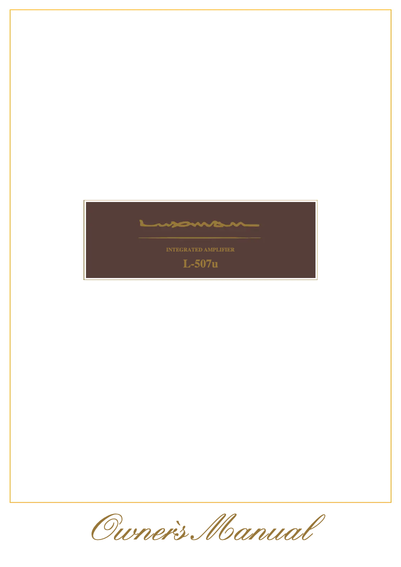 Page 1 de la notice Manuel utilisateur Luxman L-507u