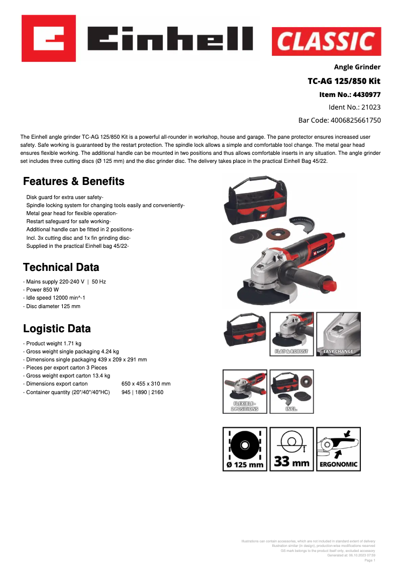 First page image of the manual for TC-AG 125/850