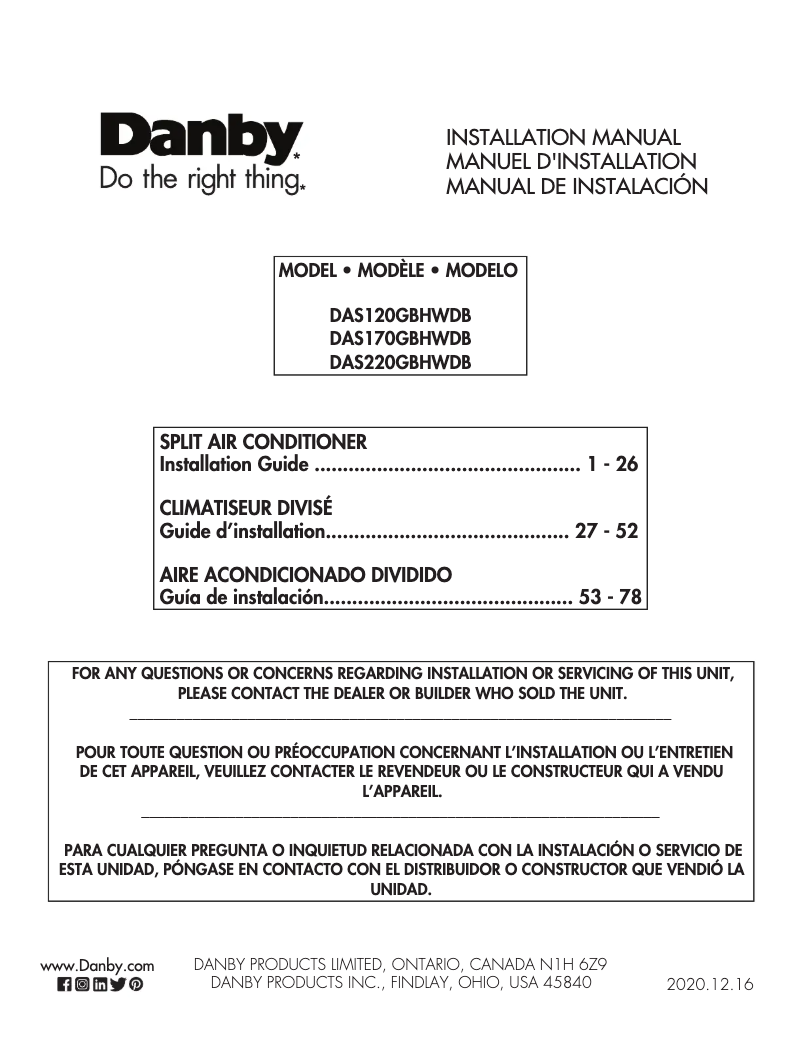 Page 1 of the manual User Manual Danby DAS120GBHWDB