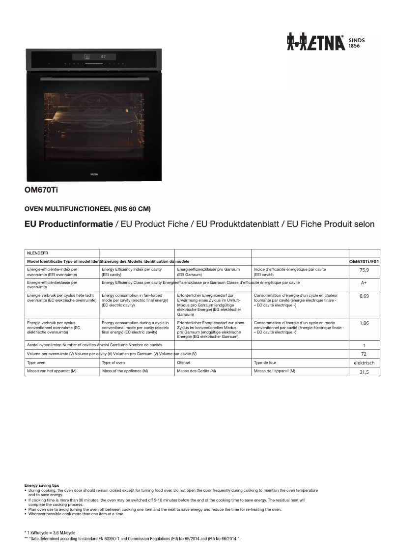 First page image of the manual for OM670Ti