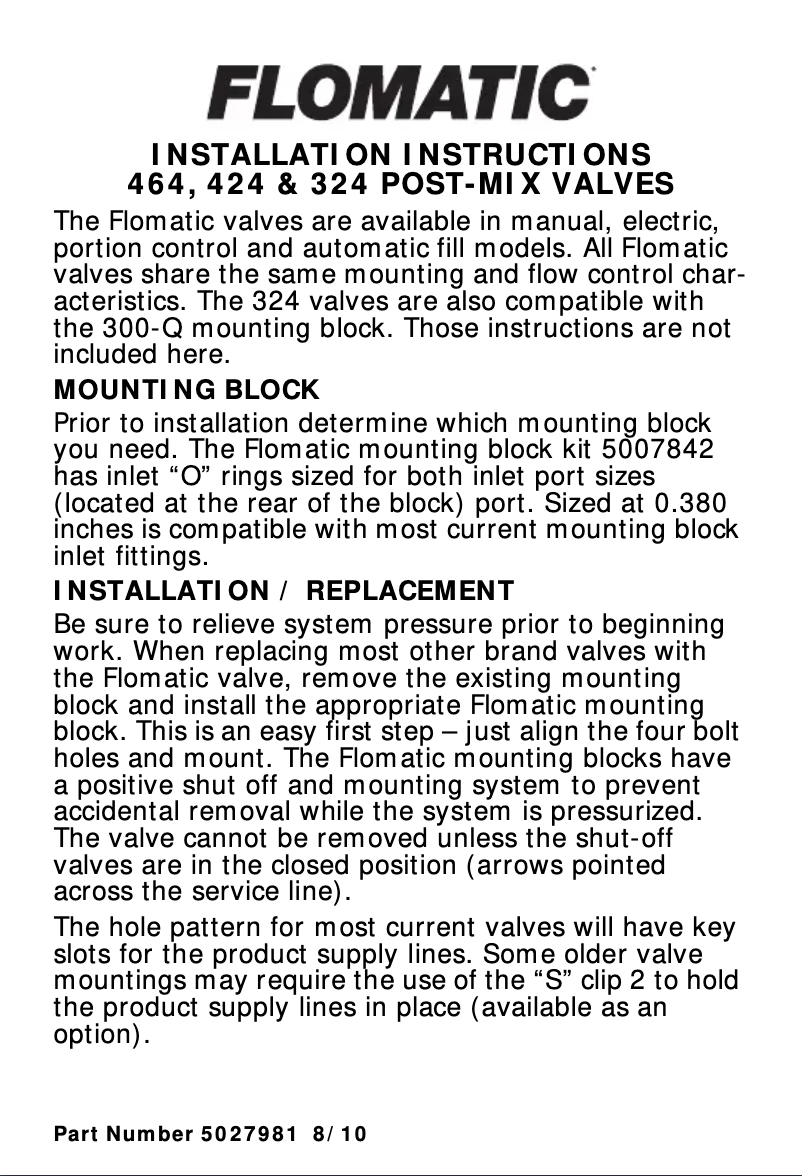 Page 1 of the manual User Manual Servend Flomatic