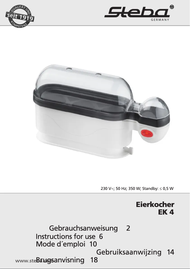 Page 1 of the manual User Manual Steba EK 4