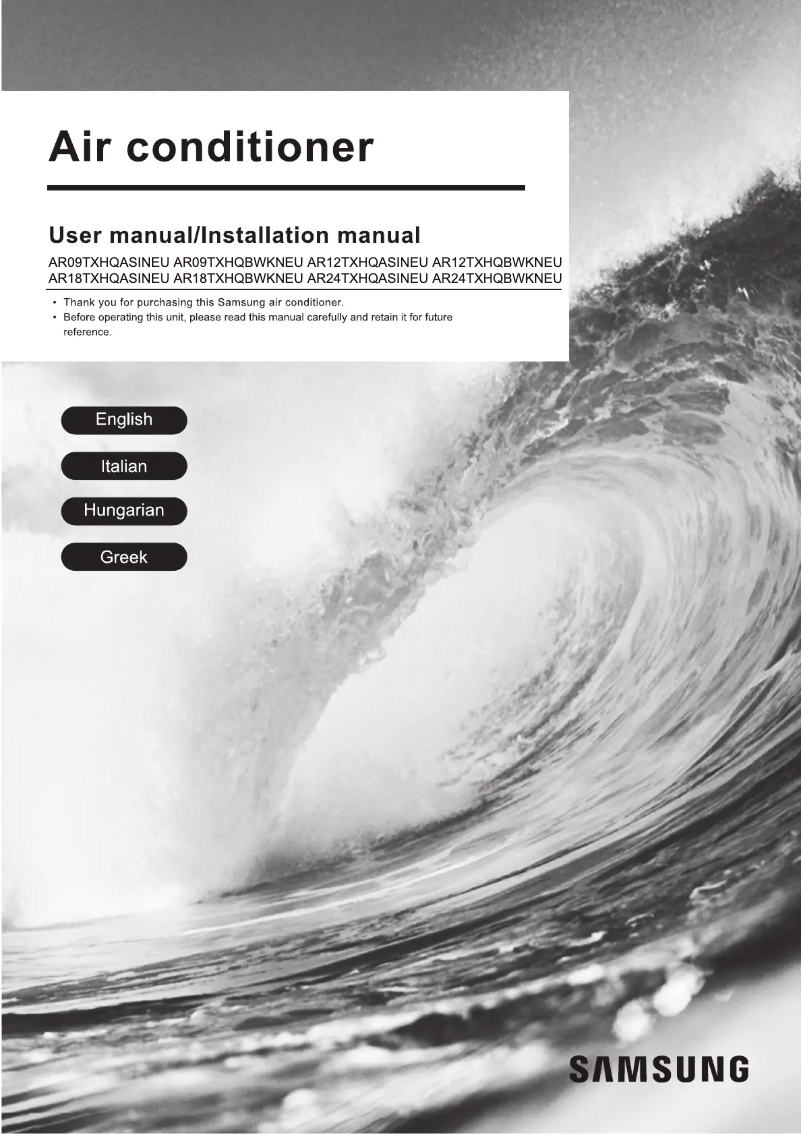 Page 1 of the manual User Manual Samsung AR24TXHQASINEU