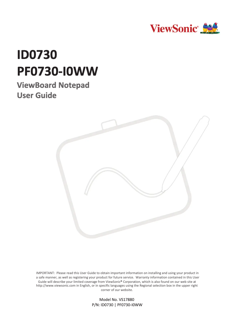 Page 1 de la notice Manuel utilisateur Viewsonic ID0730