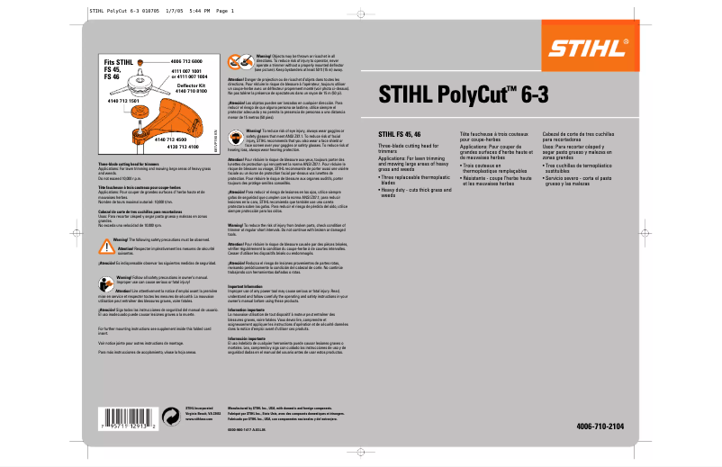 First page image of the manual for PolyCut 6-3