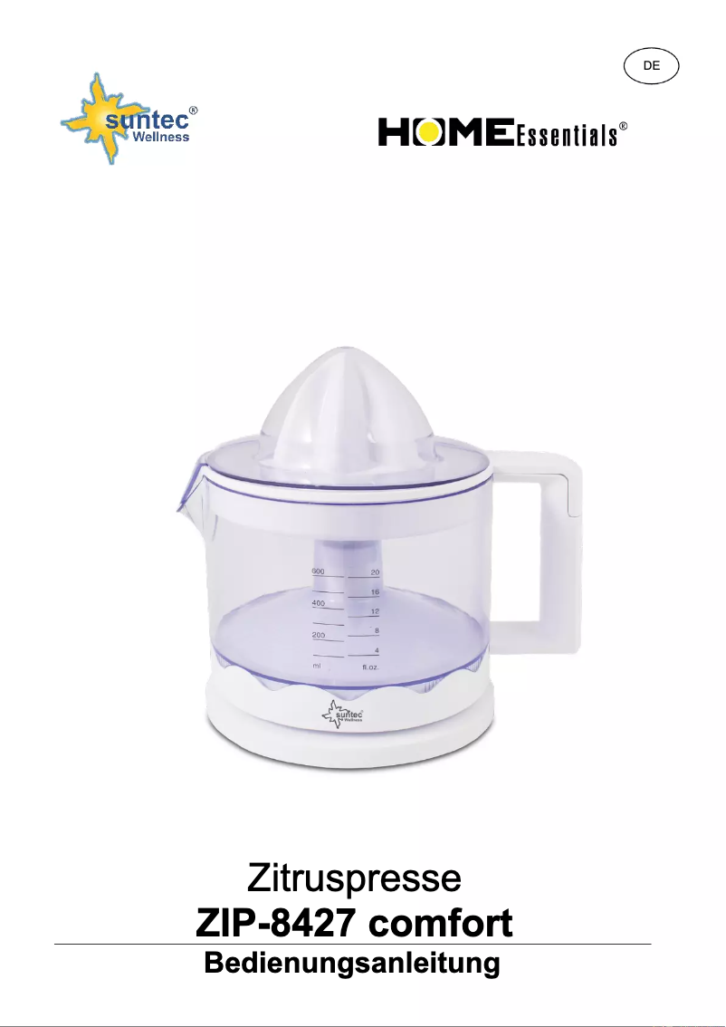 First page image of the manual for ZIP-8427 Comfort