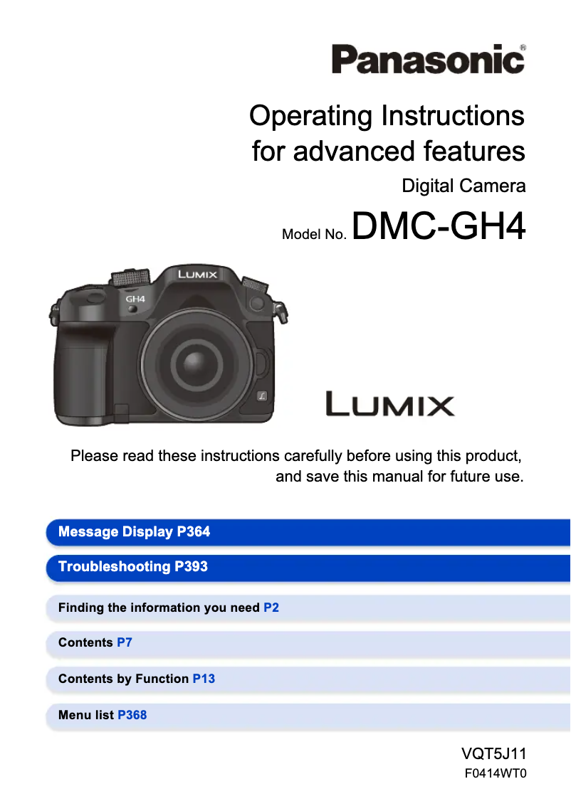 Page 1 of the manual User Manual Panasonic Lumix DMC-GH