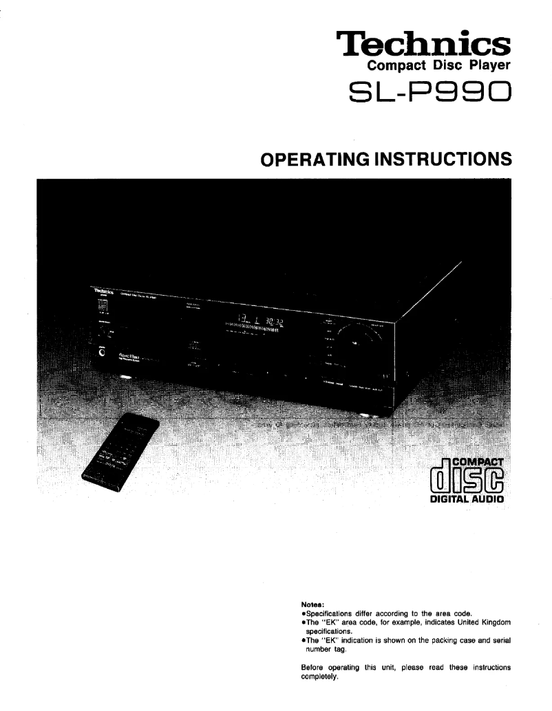 Page 1 of the manual User Manual Technics SL-P990