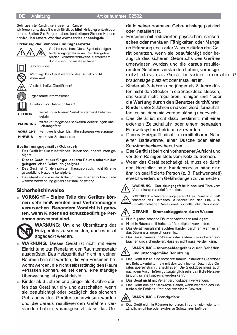 First page image of the manual for 02502