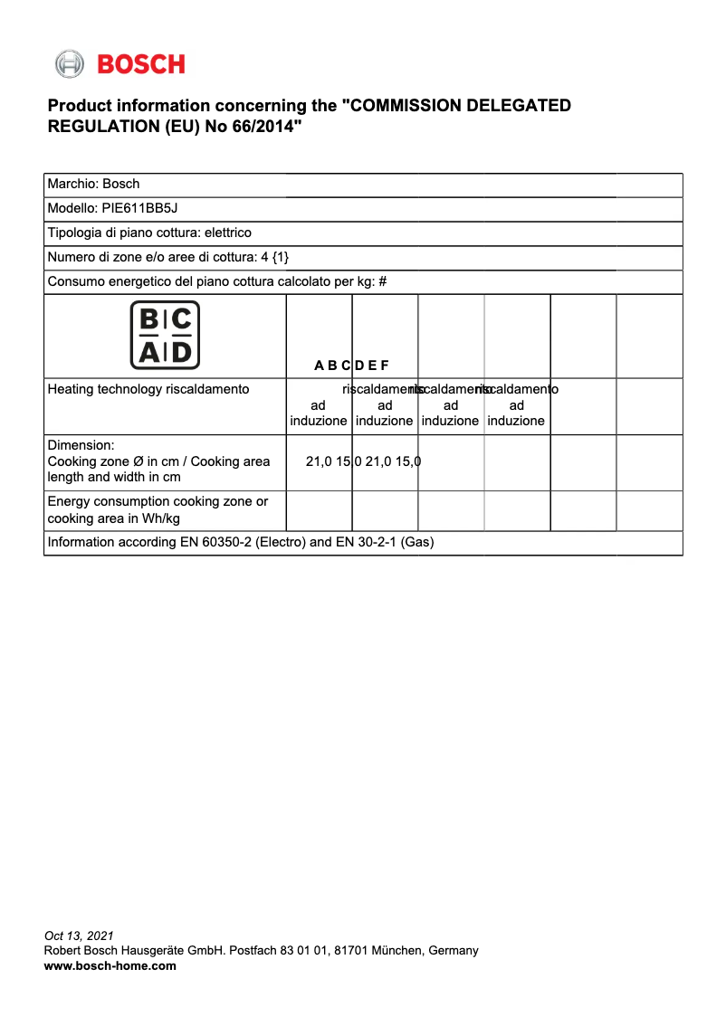 First page image of the manual for PIE611BB5J