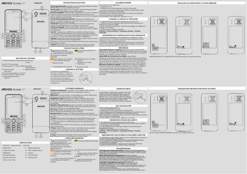 Page 1 of the manual User Manual Archos Access 28F V2