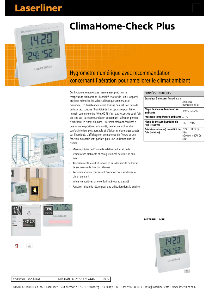 First page image of the manual for ClimaHome-Check Plus