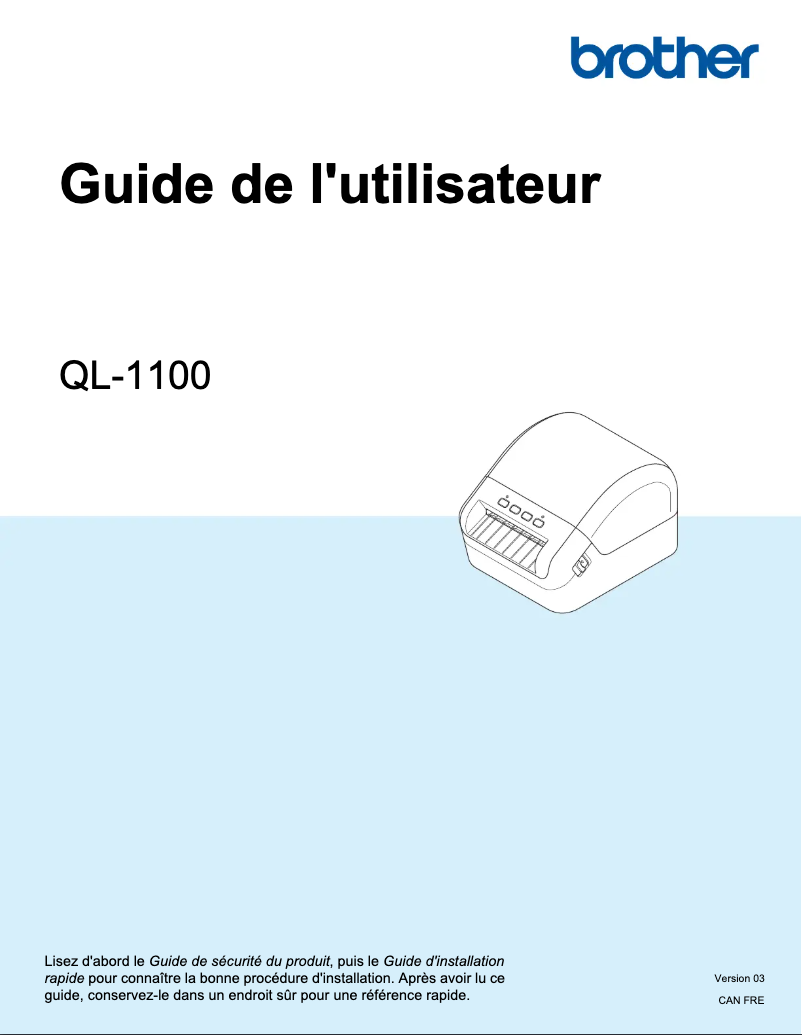 First page image of the manual for QL-1100