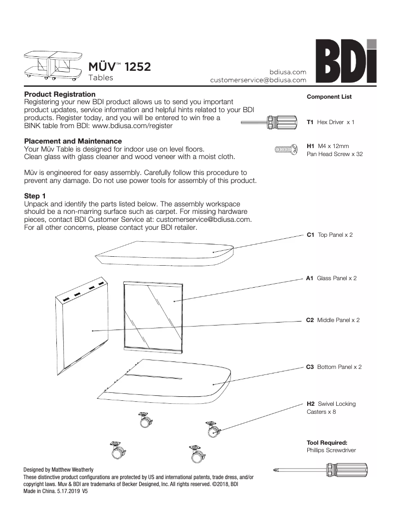 First page image of the manual for Muv 1252