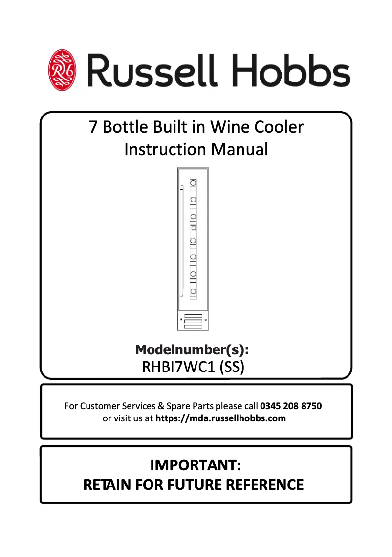 Page 1 of the manual User Manual Russell Hobbs RHBI7WC1SS