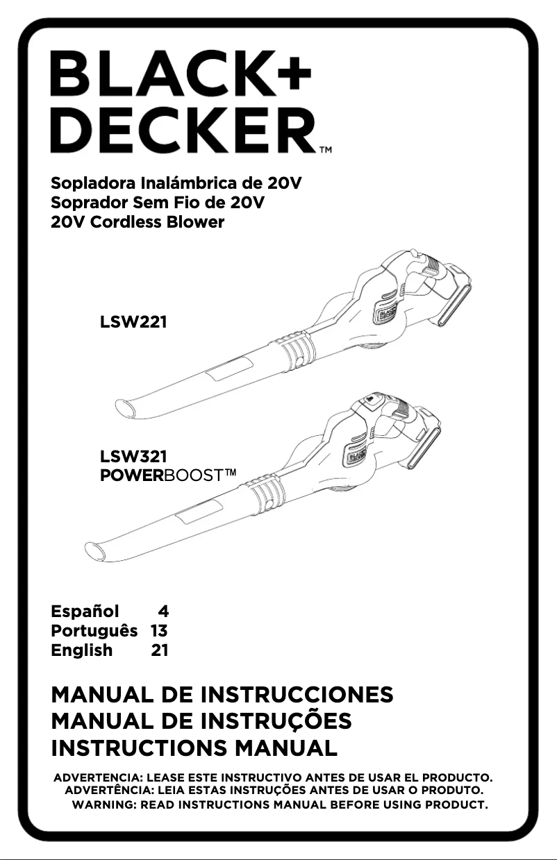 Page 1 de la notice Manuel utilisateur Black & Decker LSW22