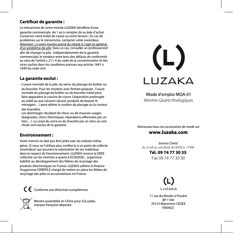 Page 1 of the manual User Manual Luzaka TIVI