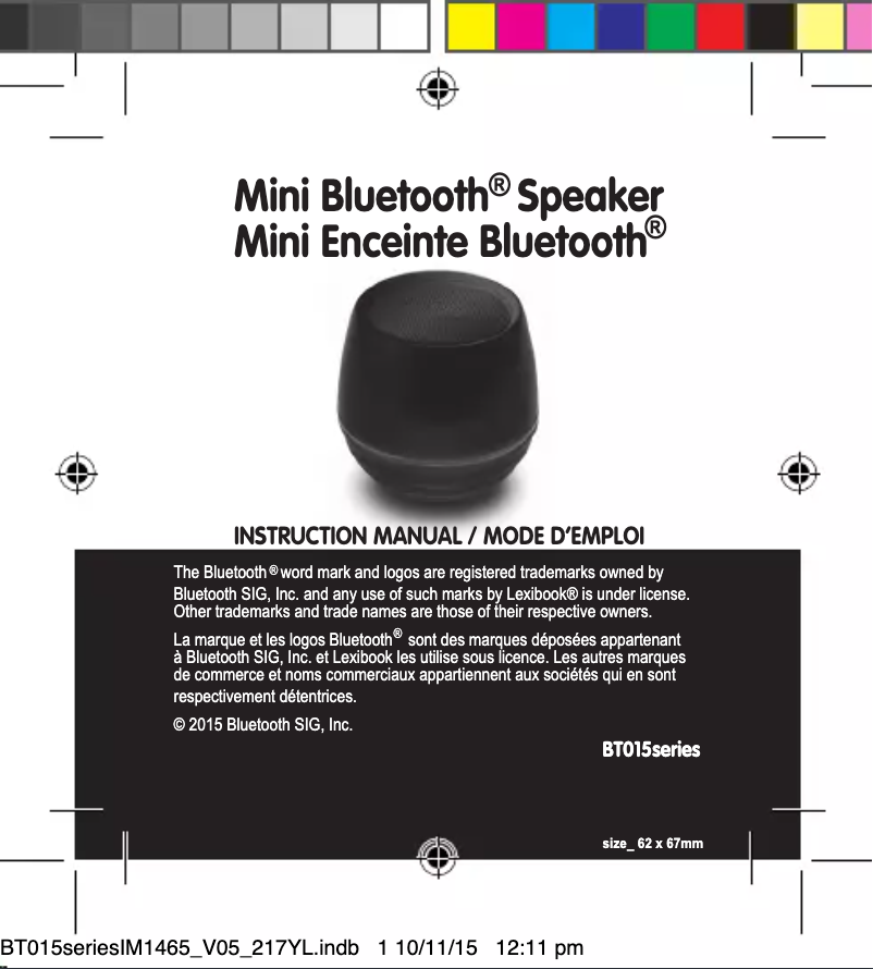 Page 1 of the manual User Manual Lexibook BT015