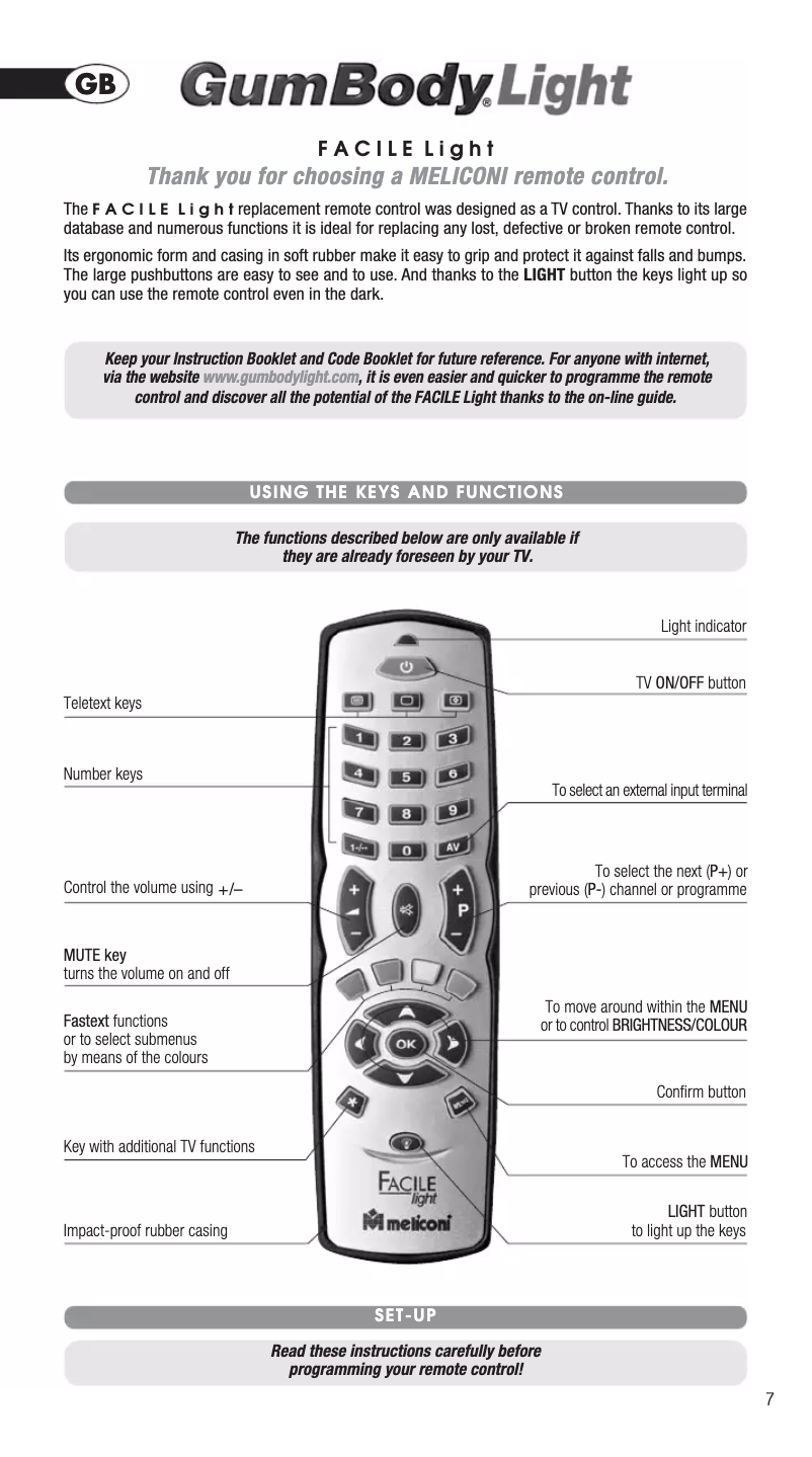 Page 1 of the manual User Manual Meliconi GumBody Light