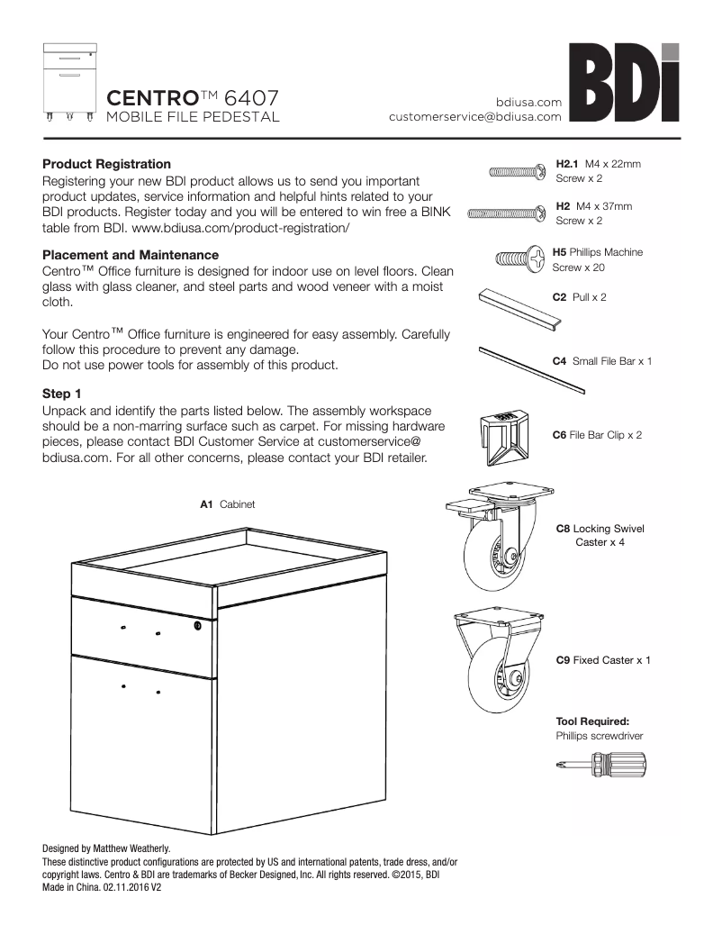 First page image of the manual for Centro 6407