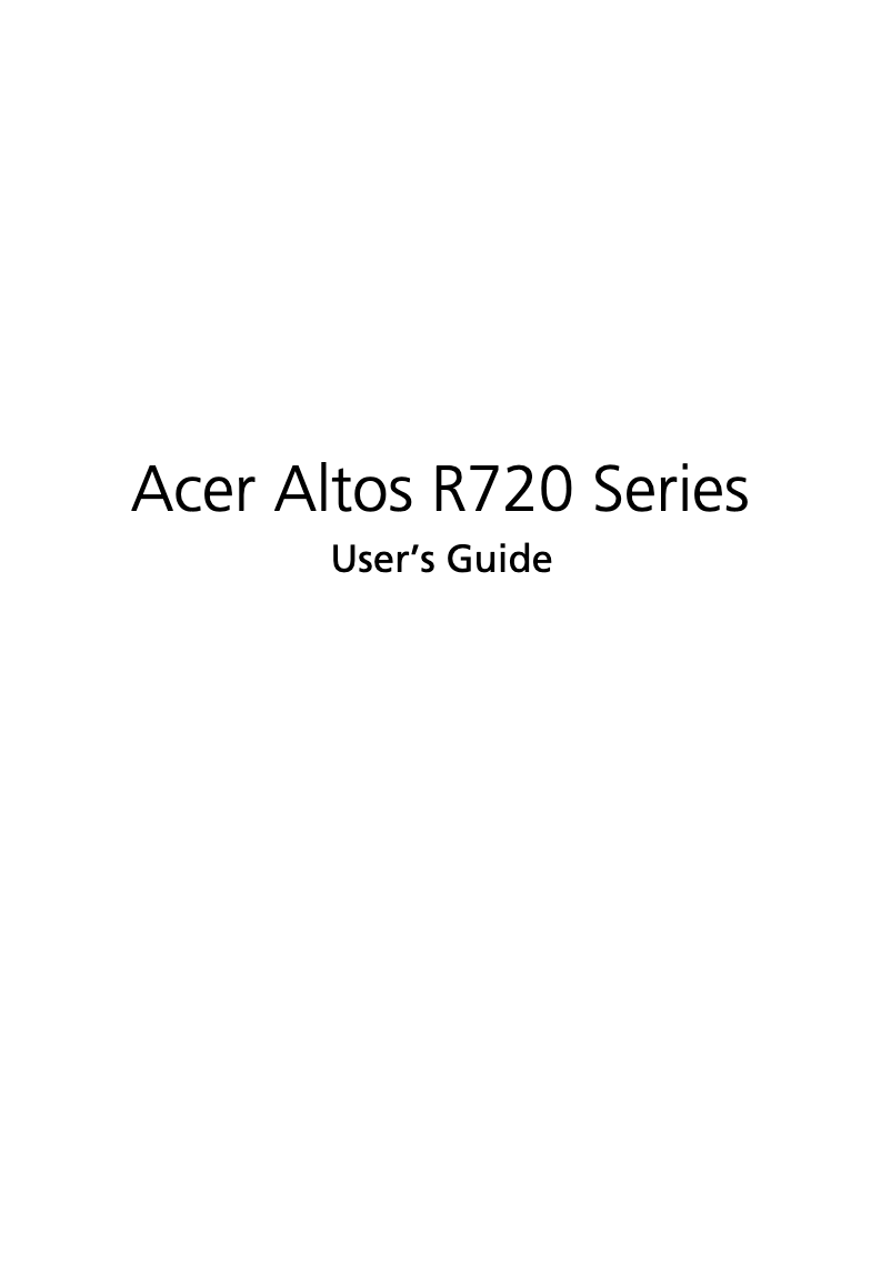 First page image of the manual for Altos R720
